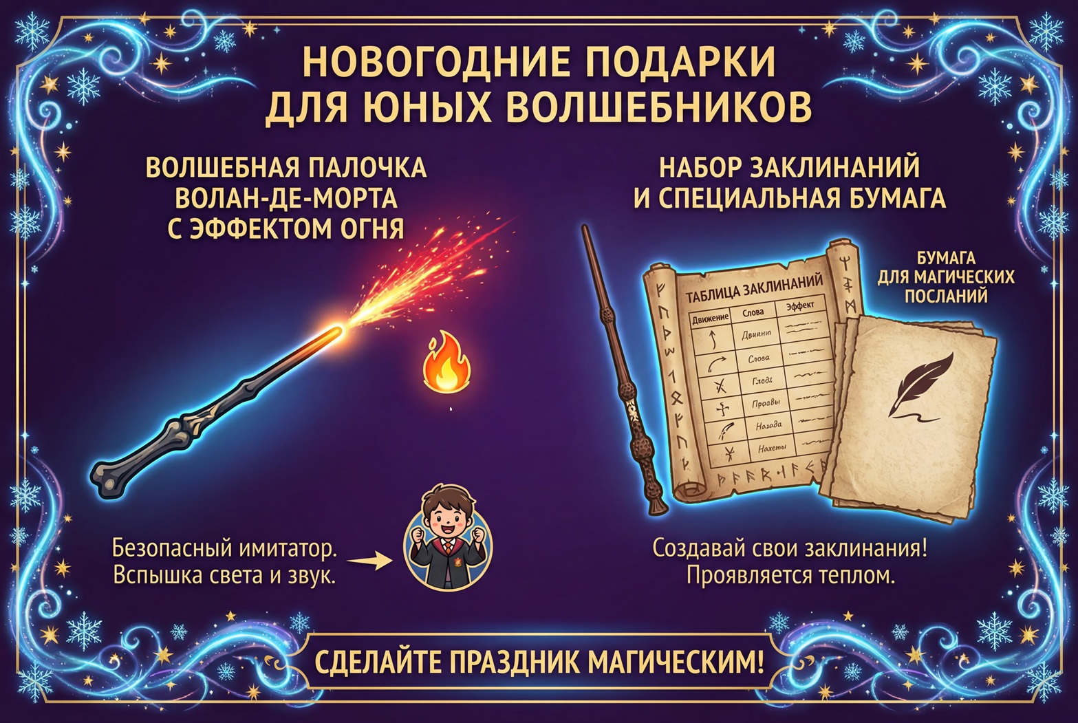 подарок на новый год 7-12 лет Волшебная палочка Волан-де-Морта
