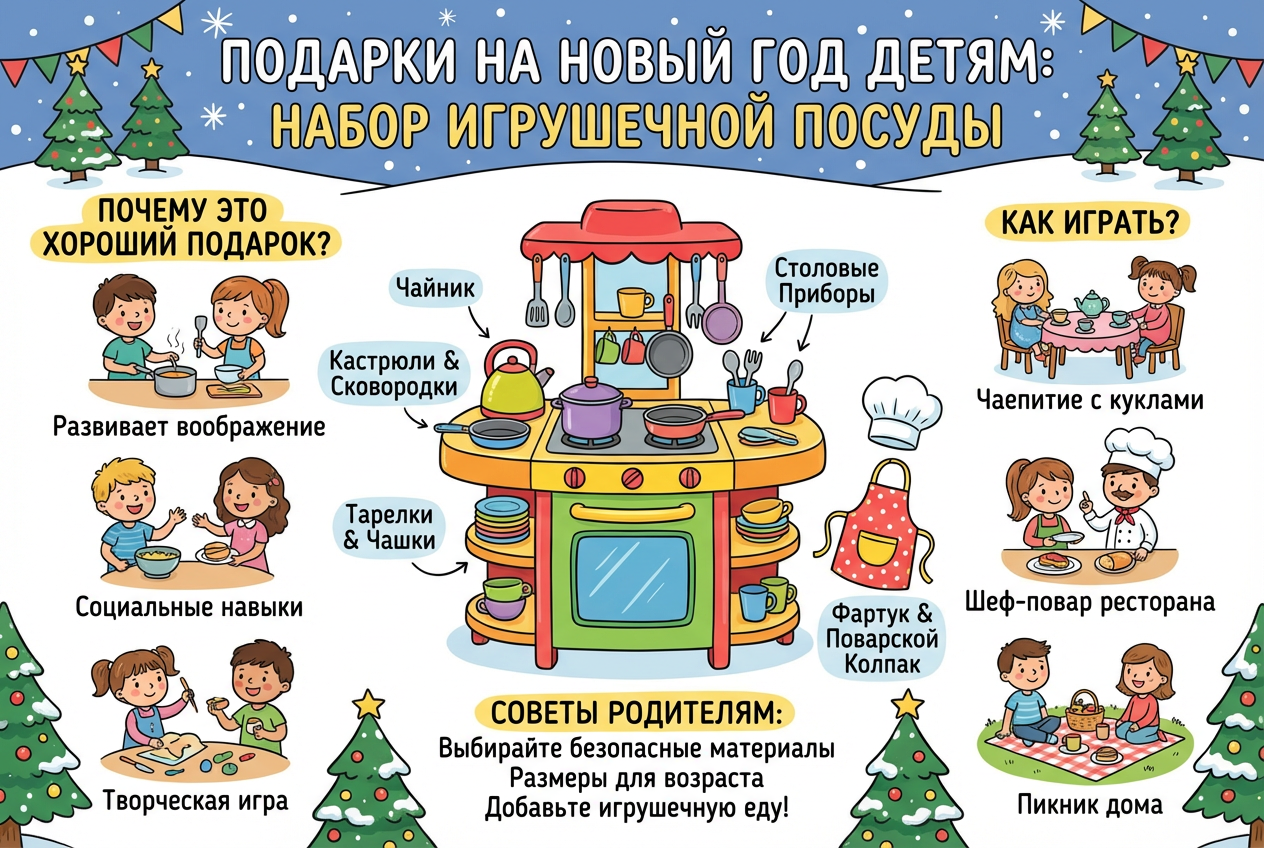 подарок на новый год набор игрушечной посуды