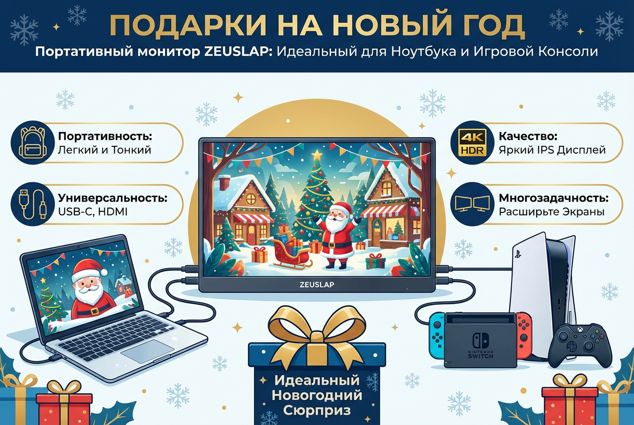 подарок на новый год Портативный монитор