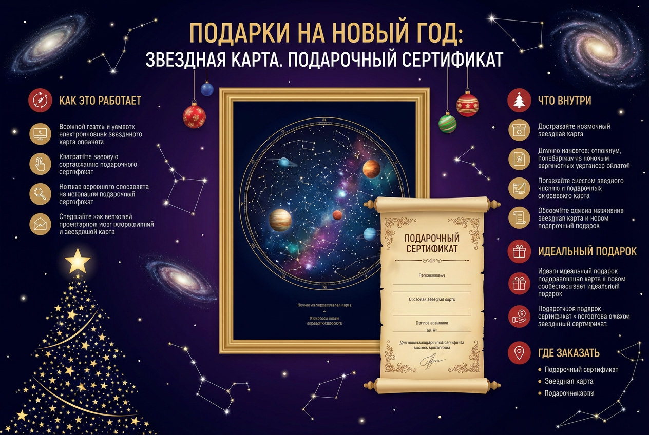 подарок на новый год Подарочный сертификат «Карта звёздного неба»